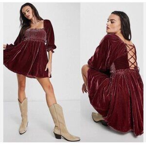NWT Free People Daphne Velvet Sleeve Dress size M